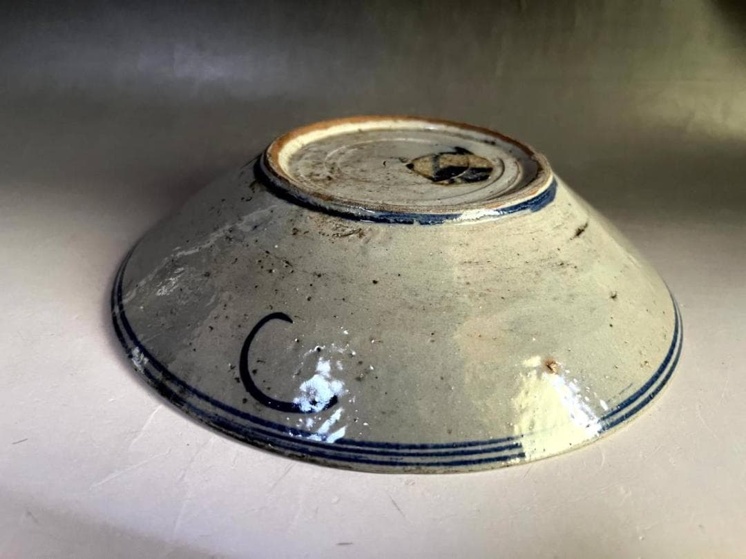皿■支那皿 染付魚紋 青華 古い飾り皿 古玩 唐物 中国 古美術 時代物 骨董■