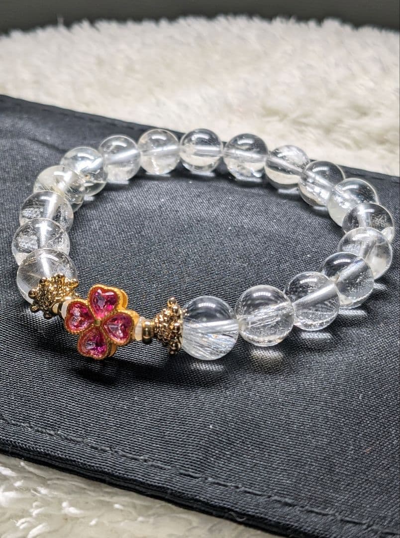 ナチュラルカラートパーズ　ピンクトパーズクローバー☘　ブレスレット