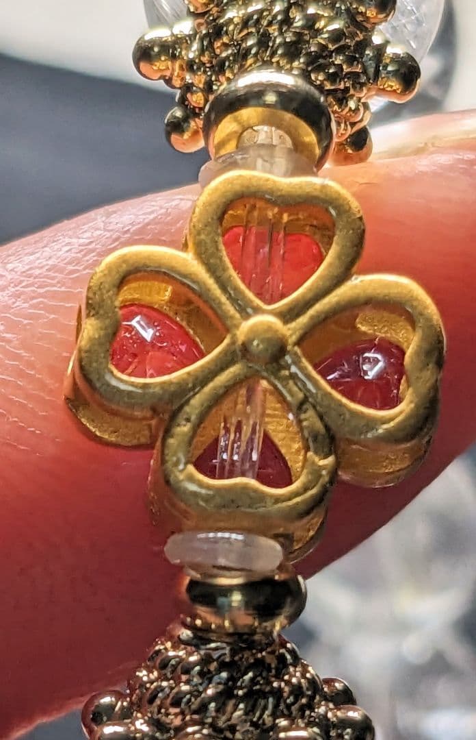 ナチュラルカラートパーズ　ピンクトパーズクローバー☘　ブレスレット