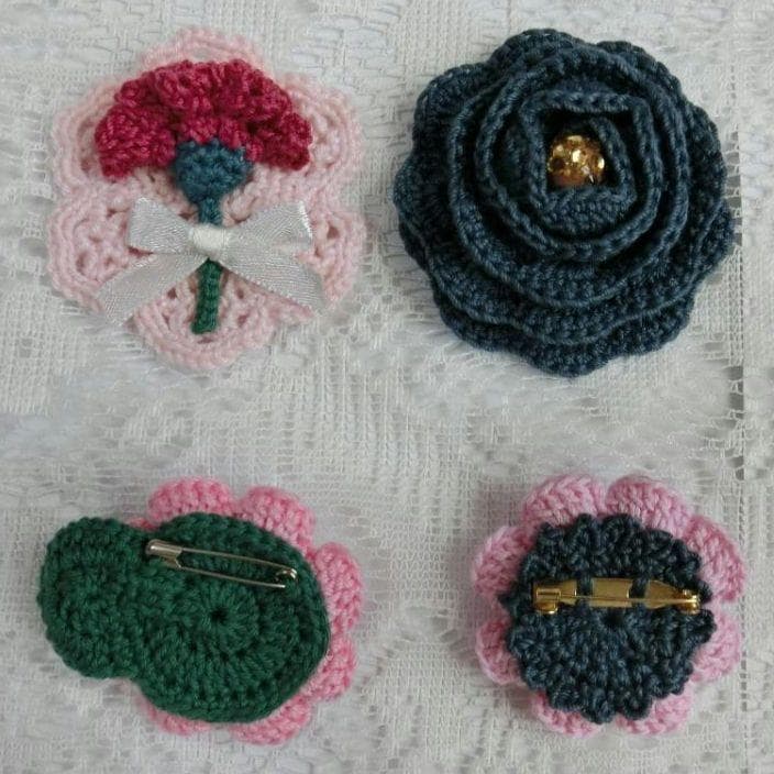 レース編みコサージュ、モチーフ20点　No.08