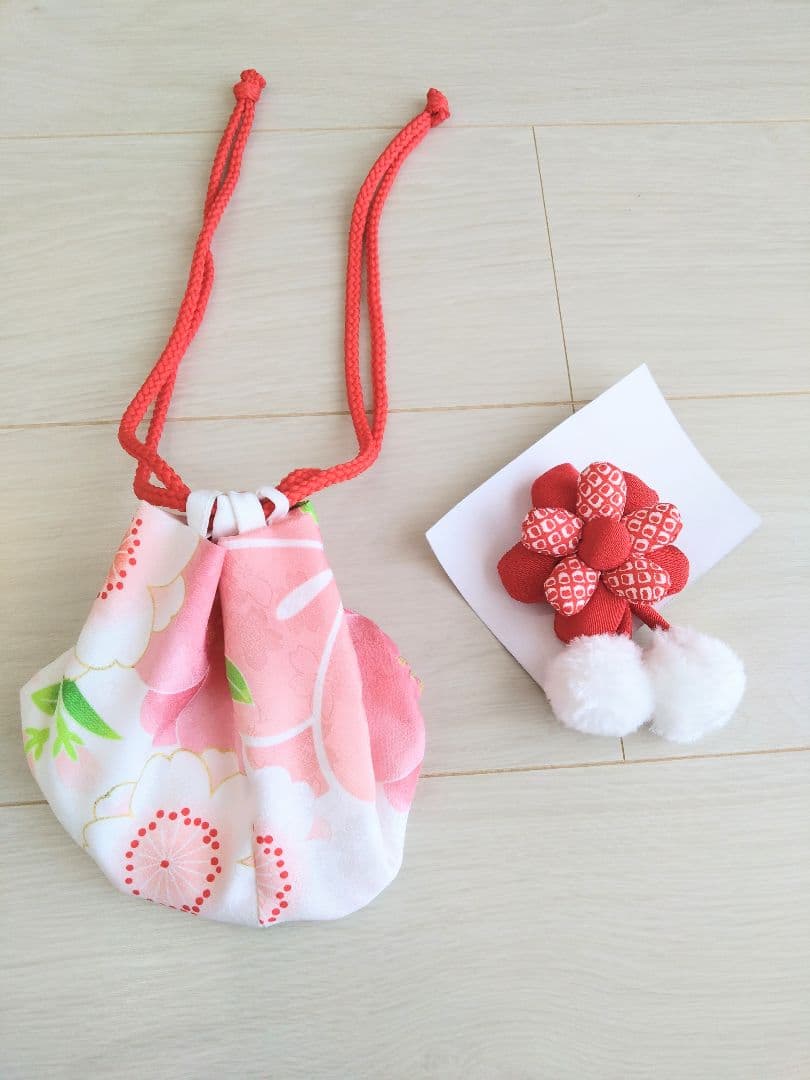 3歳　七五三　着物　お花と鞠のかわいいピンク　フルセット　京都花ひめ