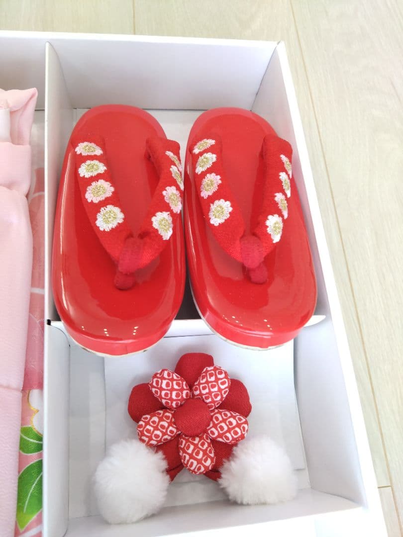 3歳　七五三　着物　お花と鞠のかわいいピンク　フルセット　京都花ひめ