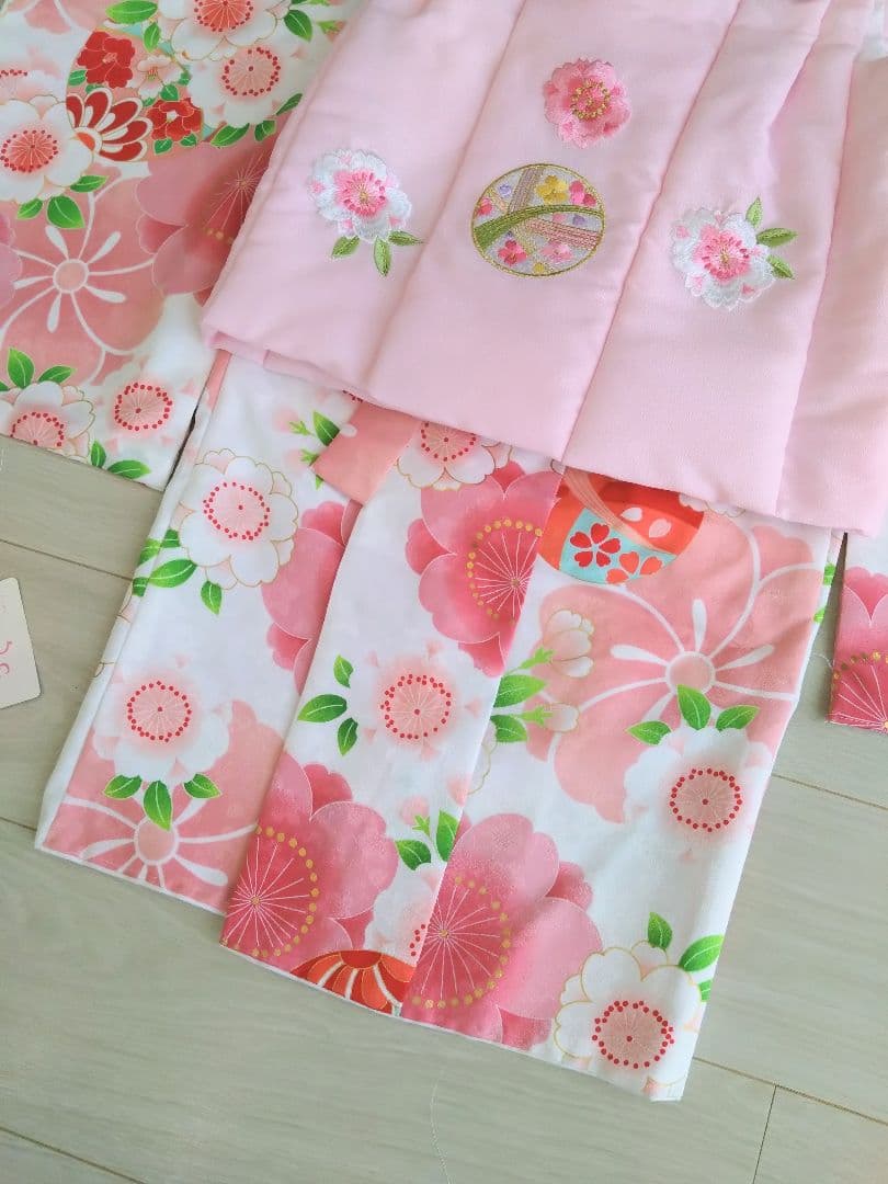 3歳　七五三　着物　お花と鞠のかわいいピンク　フルセット　京都花ひめ