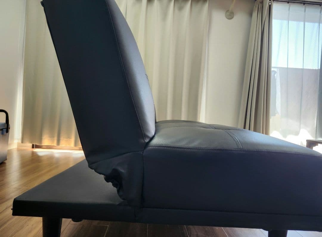 ブラック合成皮革2～3人掛けソファベット　名古屋引き取りのみ