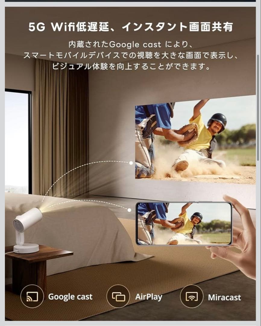 ETOE プロジェクター 1080P Google TV機能