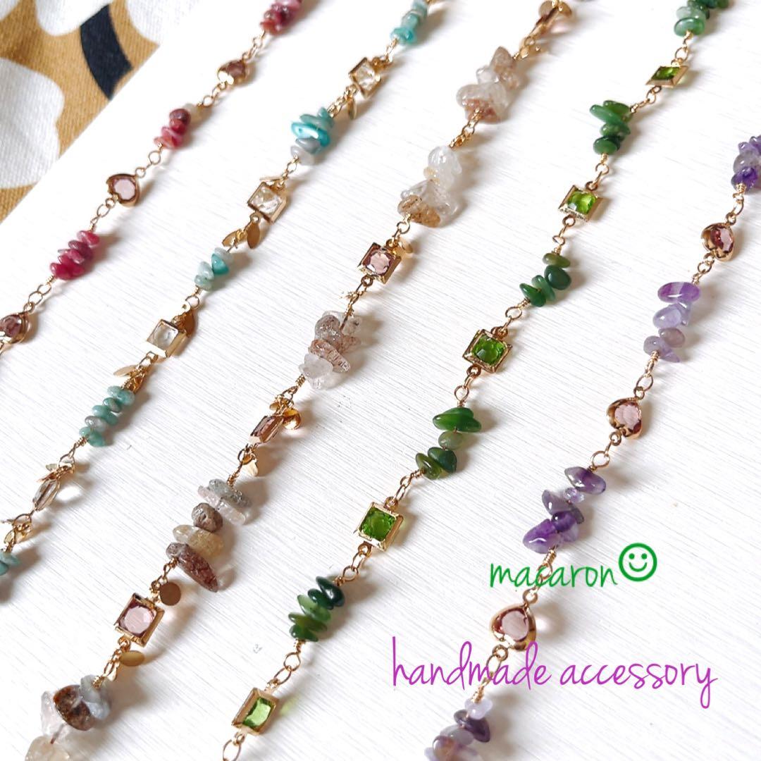 天然石ネックレス｜ルチルクォーツとローズスクエアのネックレス