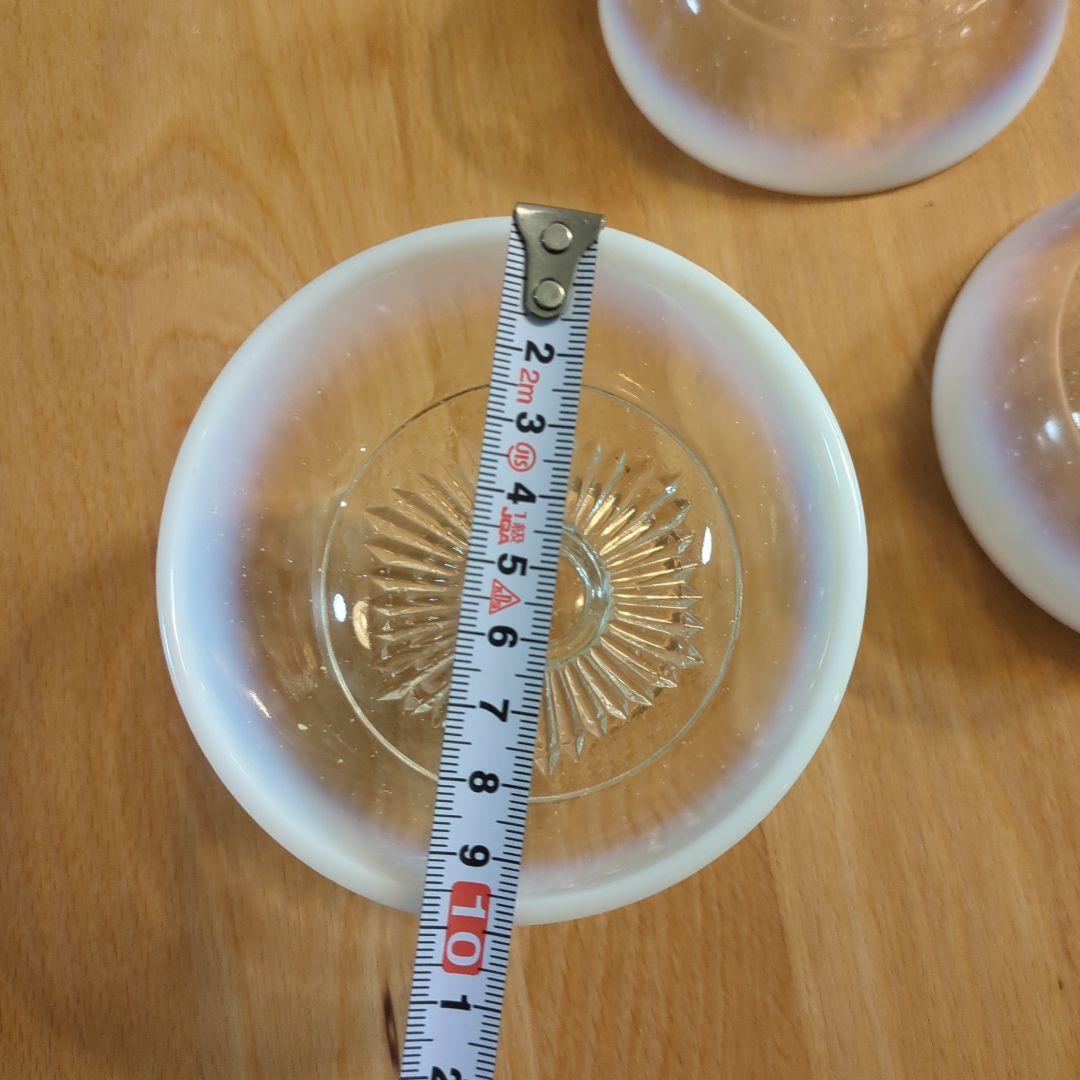 大正氷皿　ガラス製デザートカップ乳白色　 3個骨董