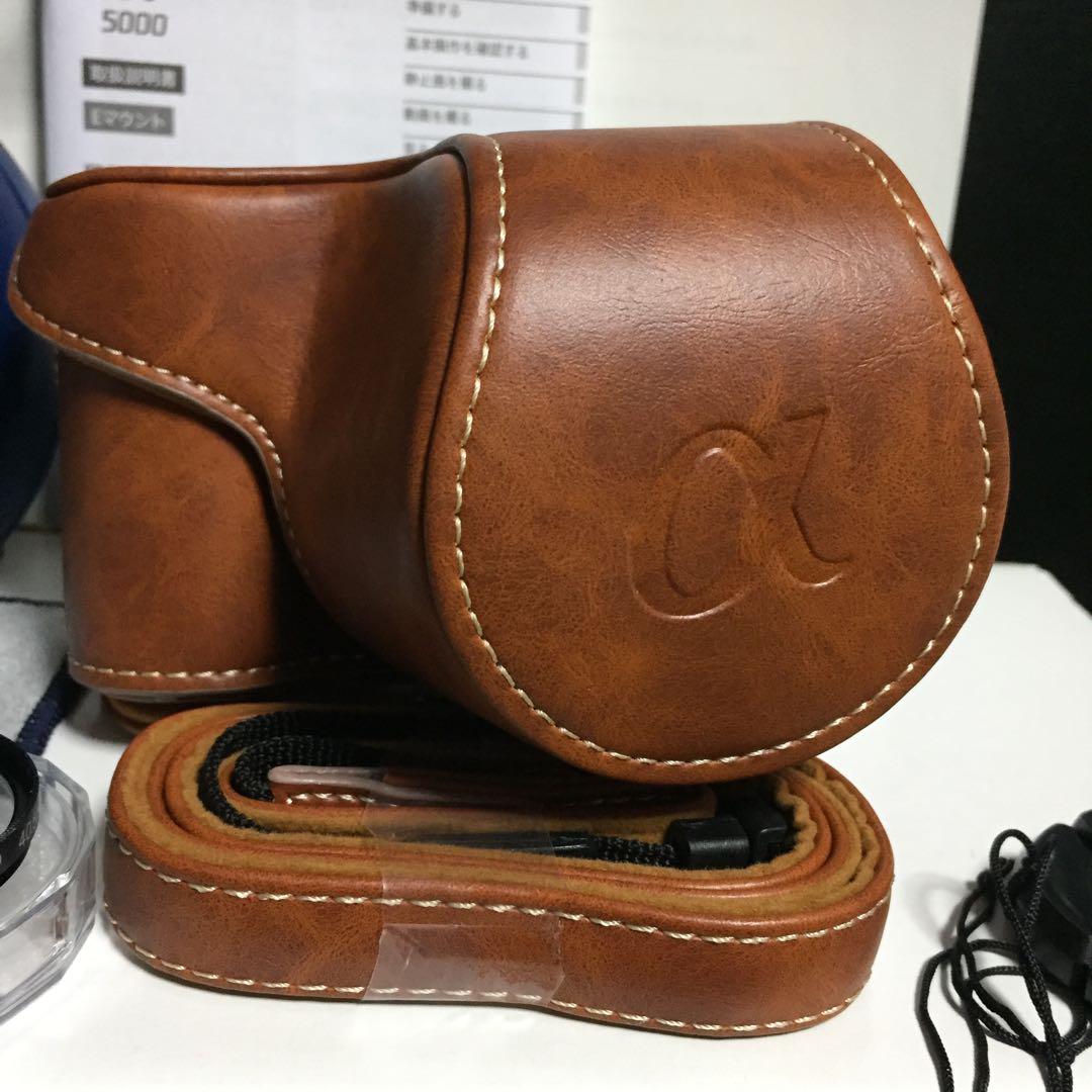 自撮り★新品ケース、ストラップ★Wi-Fi★SONY★α5000★黒＆キャラメル