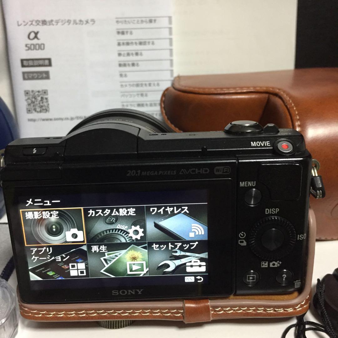 自撮り★新品ケース、ストラップ★Wi-Fi★SONY★α5000★黒＆キャラメル