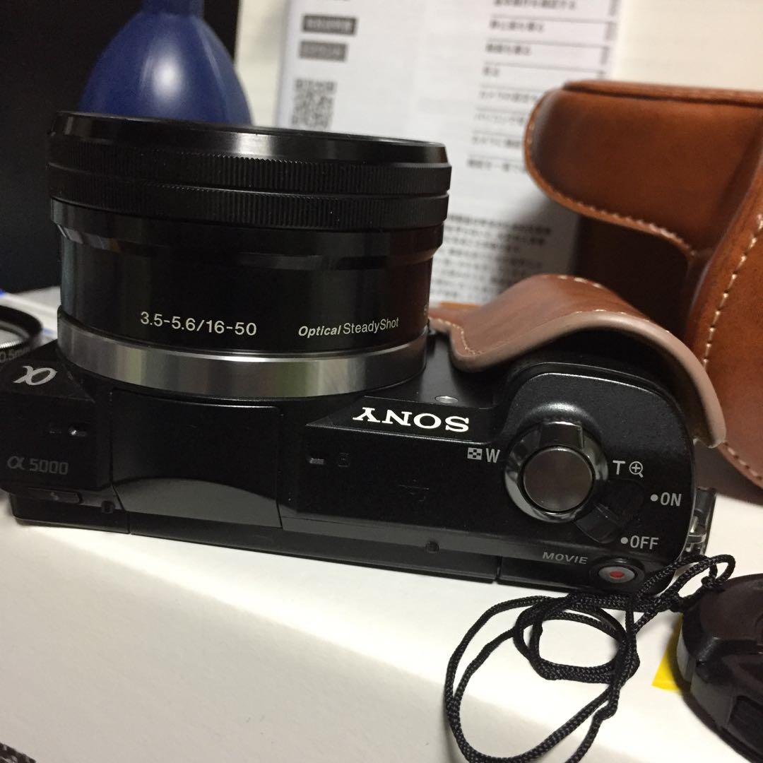 自撮り★新品ケース、ストラップ★Wi-Fi★SONY★α5000★黒＆キャラメル