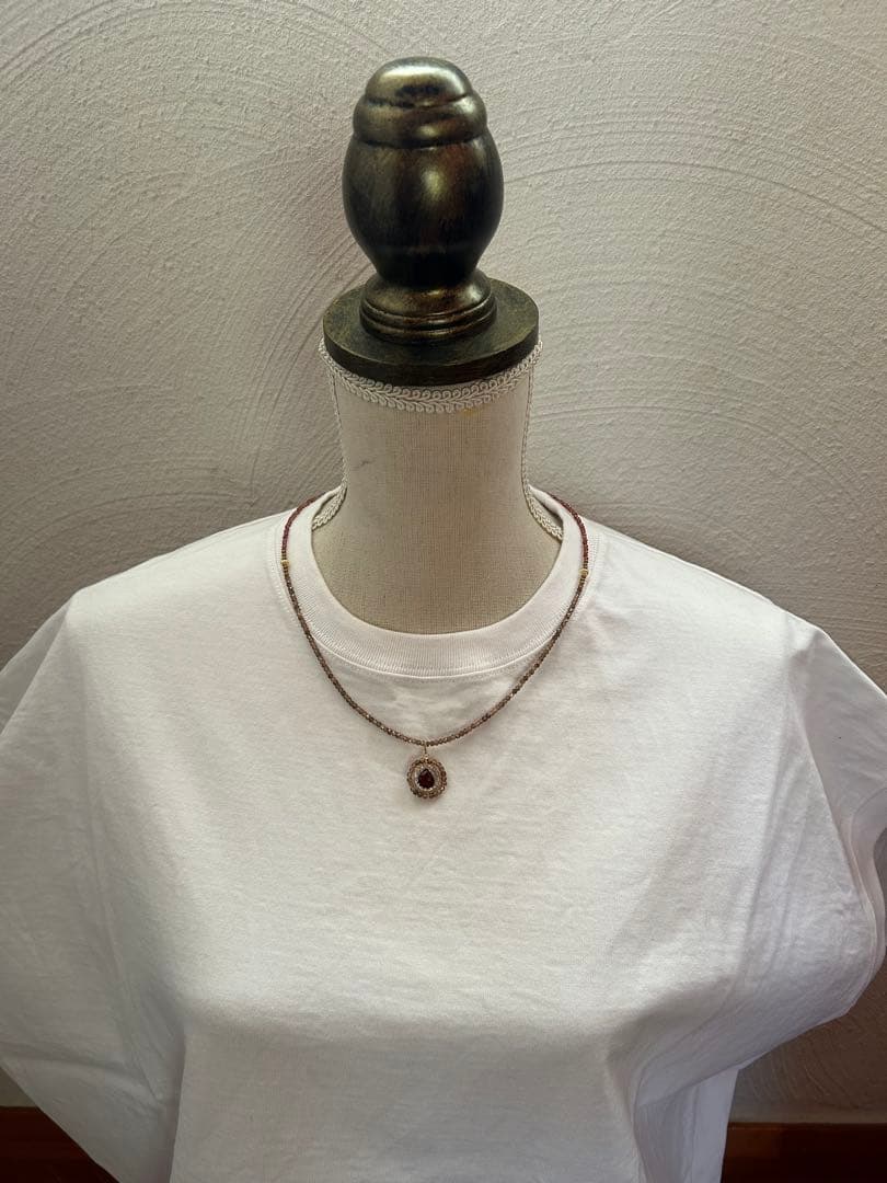 14KGF アンダルサイトとシャンパンガーネットのネックレス