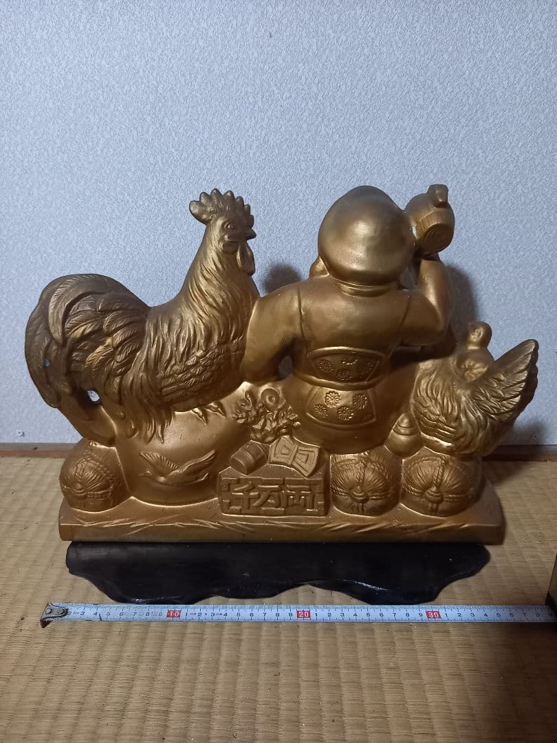 開運　金色　福の神と鶏