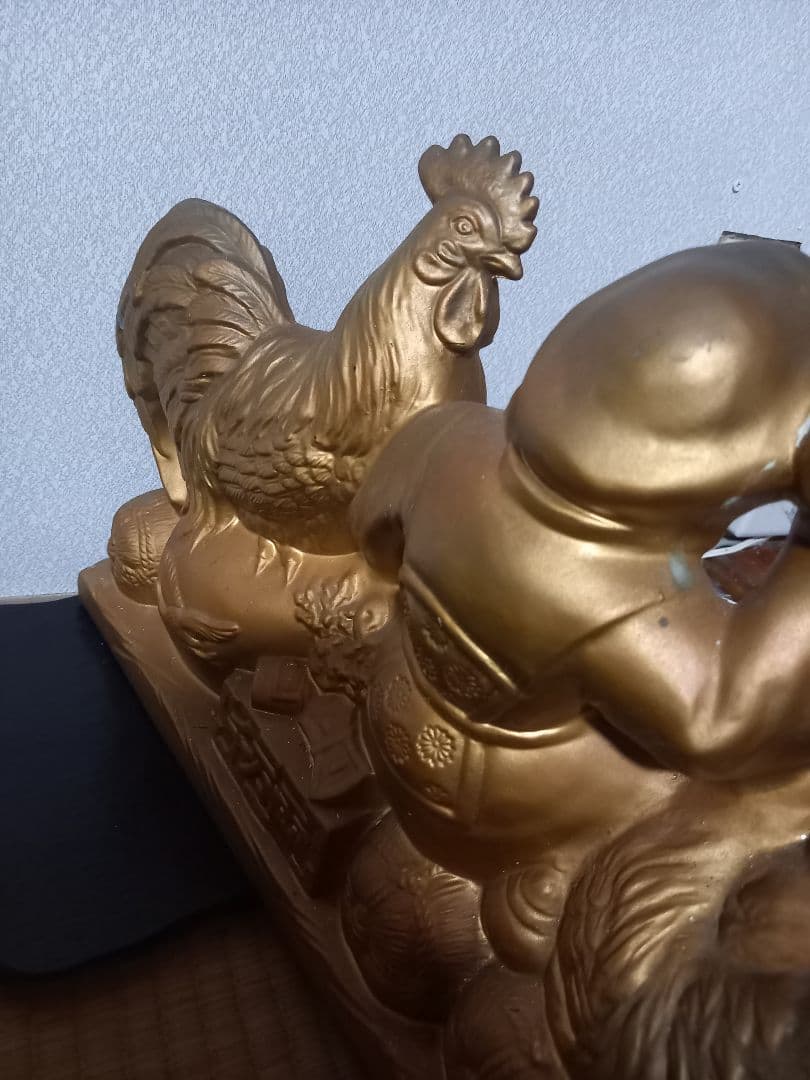 開運　金色　福の神と鶏