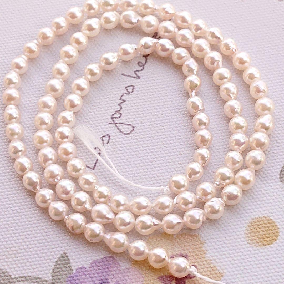 伊勢志摩産あこや真珠　ベビーパール　バロック　一連　ハンドメイド材料　加工不可