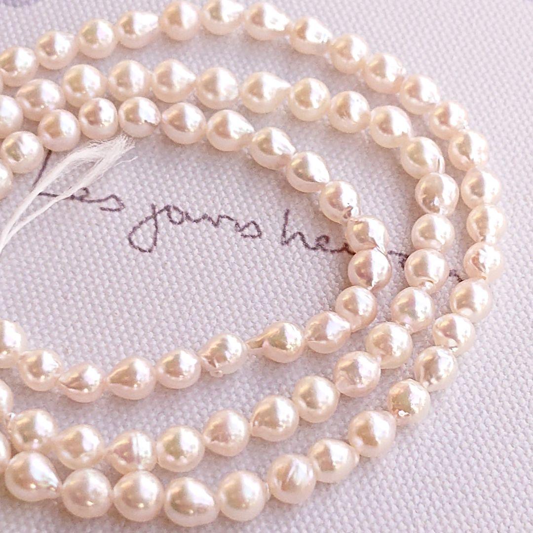 伊勢志摩産あこや真珠　ベビーパール　バロック　一連　ハンドメイド材料　加工不可