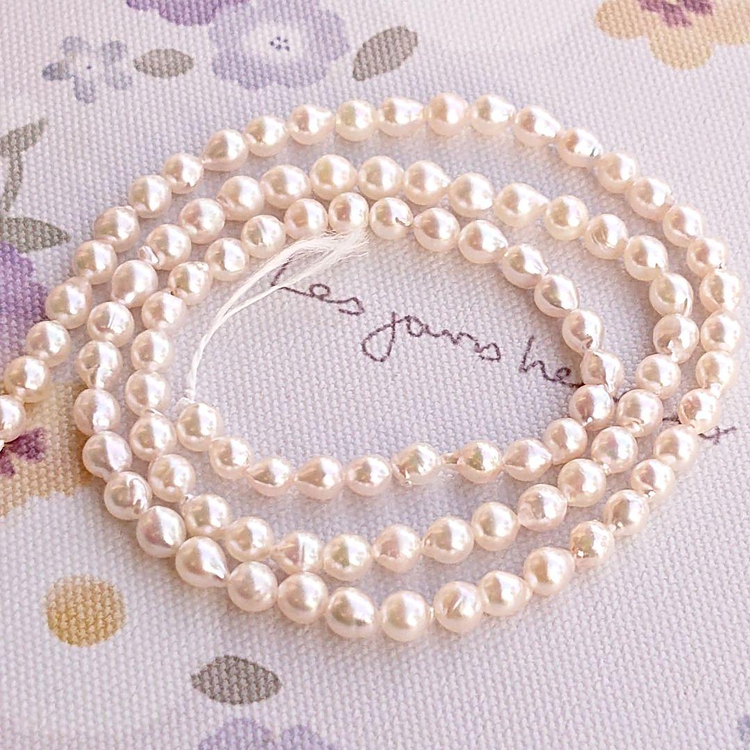伊勢志摩産あこや真珠　ベビーパール　バロック　一連　ハンドメイド材料　加工不可