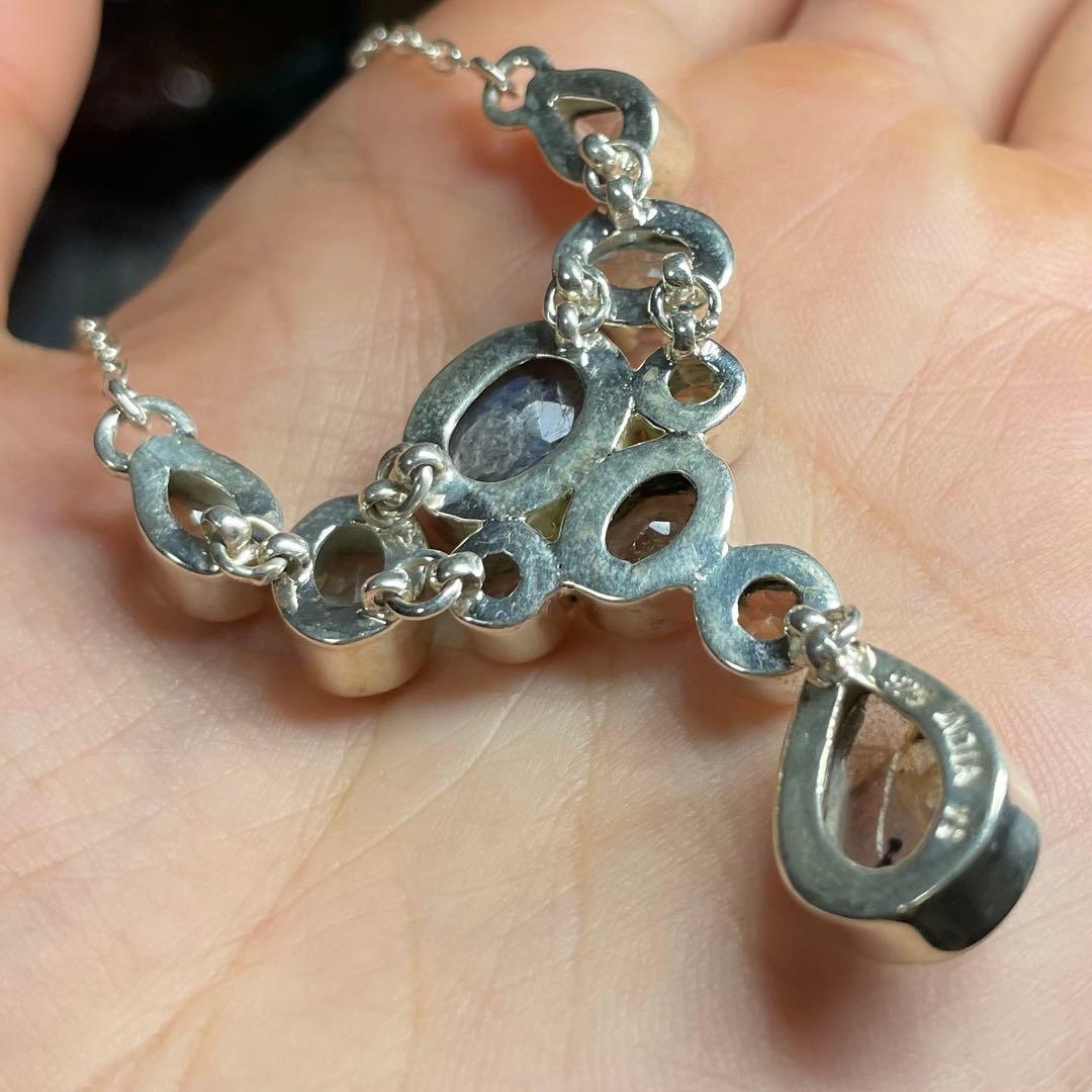 天然石ネックレス　ラブラドライト　トパーズ　10pcs SV925刻印