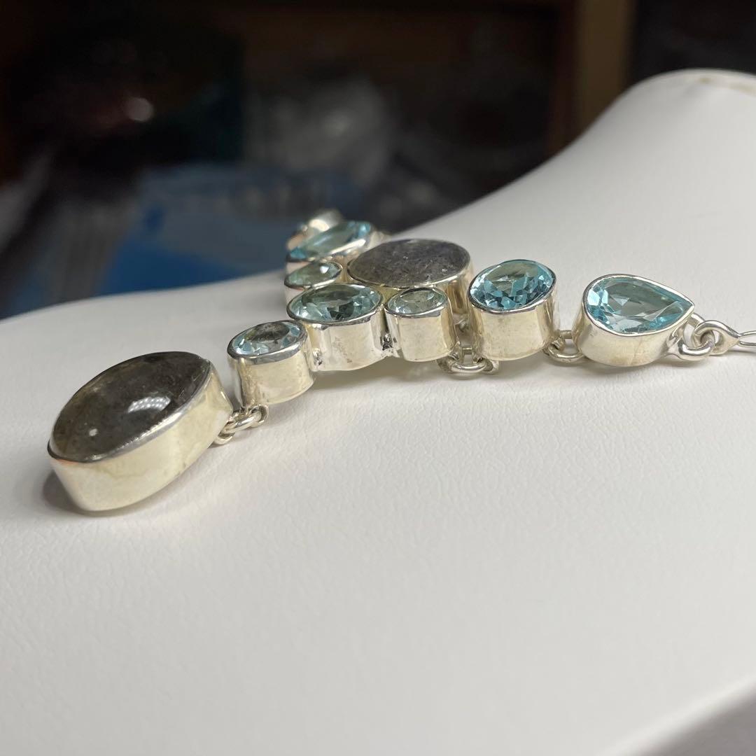 天然石ネックレス　ラブラドライト　トパーズ　10pcs SV925刻印
