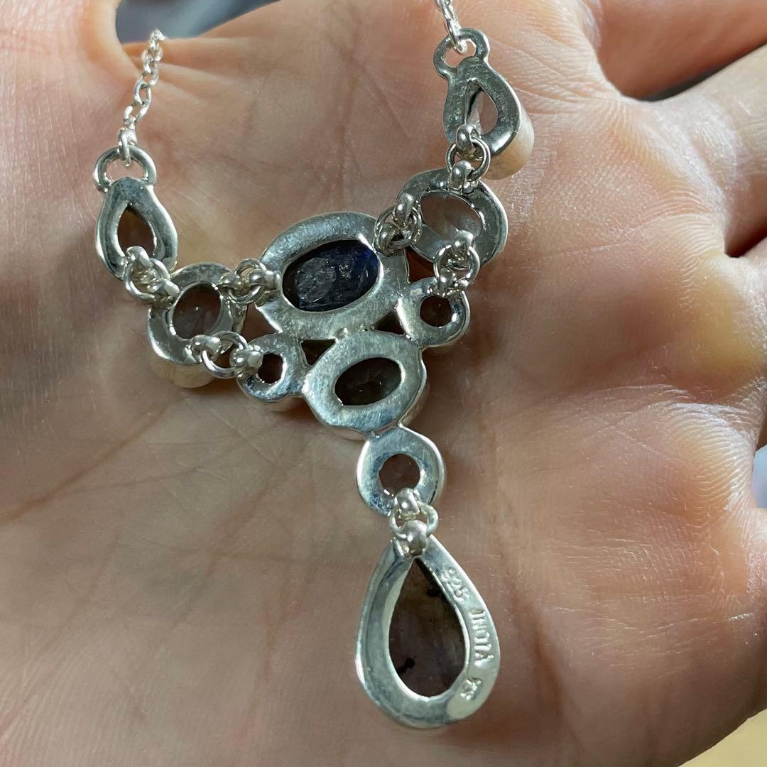 天然石ネックレス　ラブラドライト　トパーズ　10pcs SV925刻印