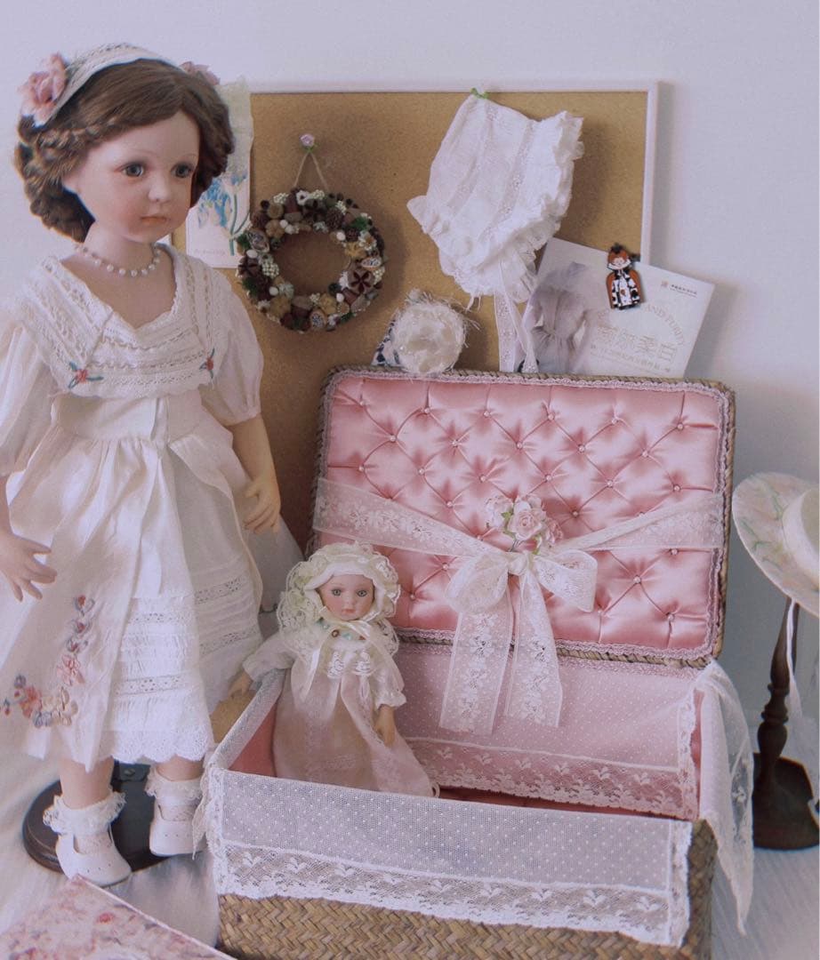 ぬいぐるみカゴ 人形収納 海外作家様 人形展示 部屋飾り 藤編み 箱 ブライス