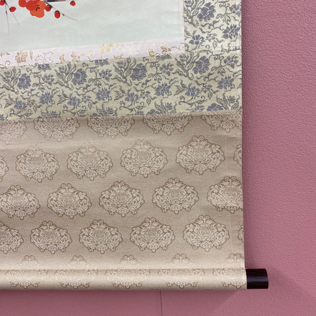 掛け軸2本 中村竹庭作 紅白梅に鶯図、酒井抱一筆 桜図