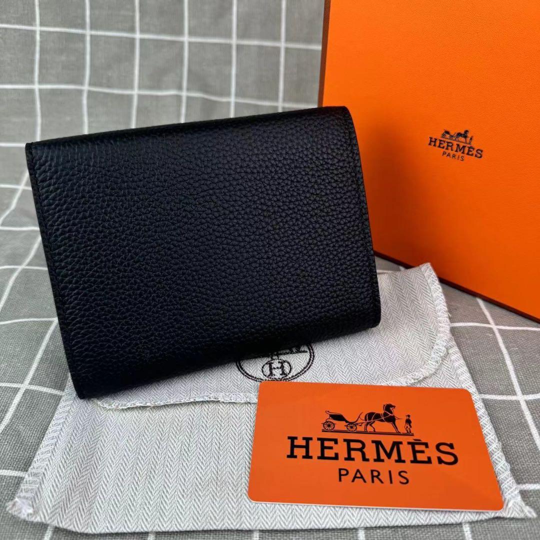 ノベルティ HERMES エルメス 財布 三つ折り財布 ブラック