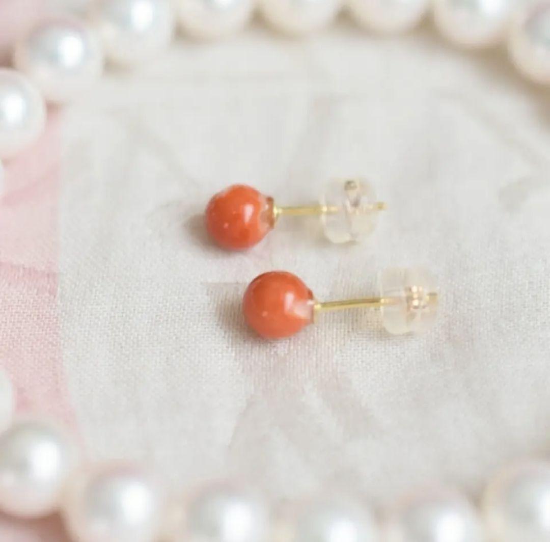 ✦珊瑚✦　K18珊瑚のピアス