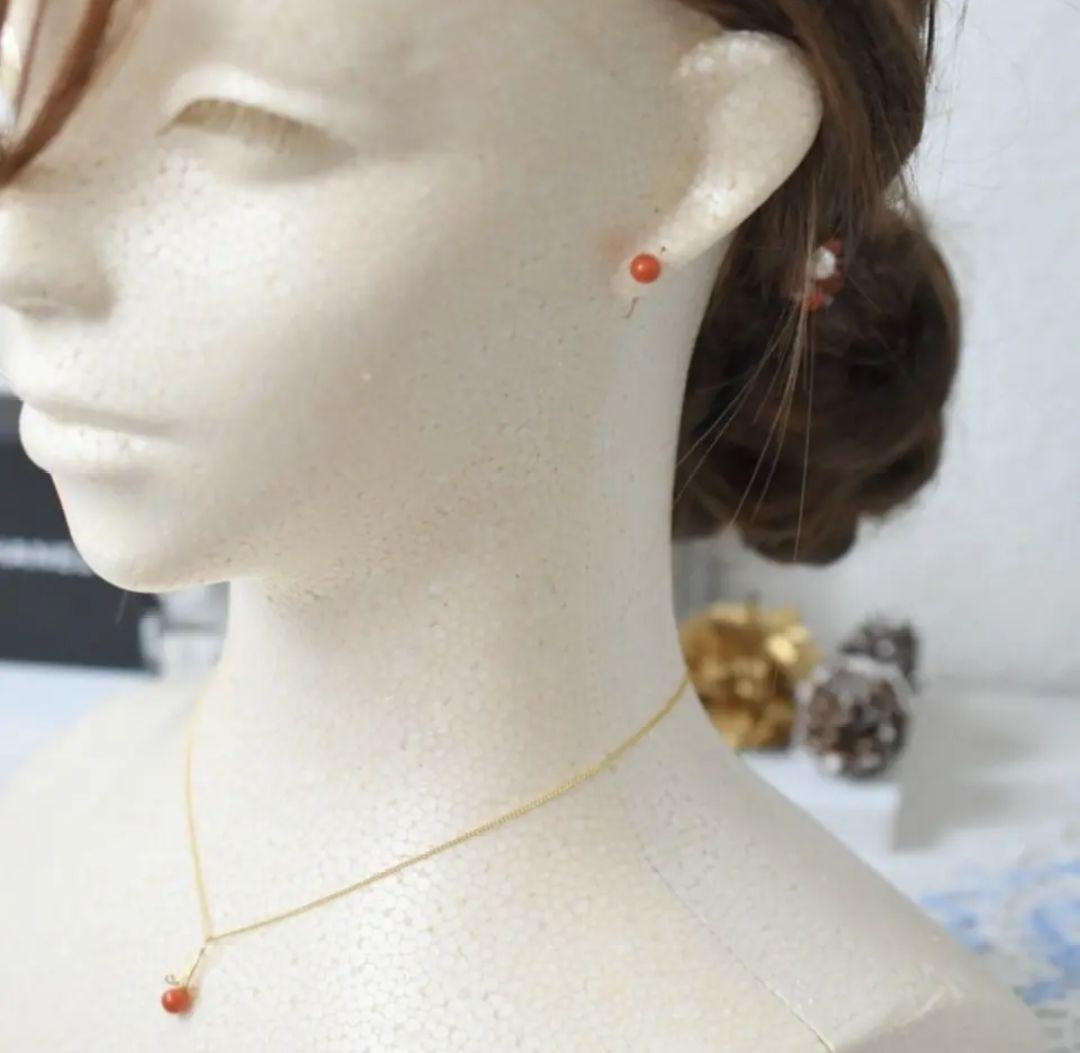 ✦珊瑚✦　K18珊瑚のピアス