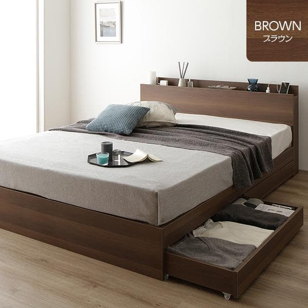 ベッド  ブラウン セミダブル ボンネルコイルマットレス付きds-2151030