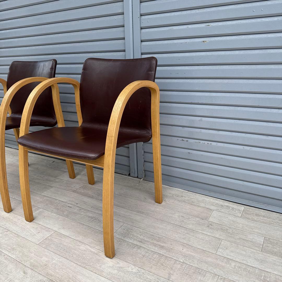 arflex アルフレックス アームチェア 本革 川崎文男 2脚セット　②