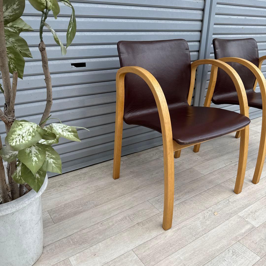 arflex アルフレックス アームチェア 本革 川崎文男 2脚セット　②