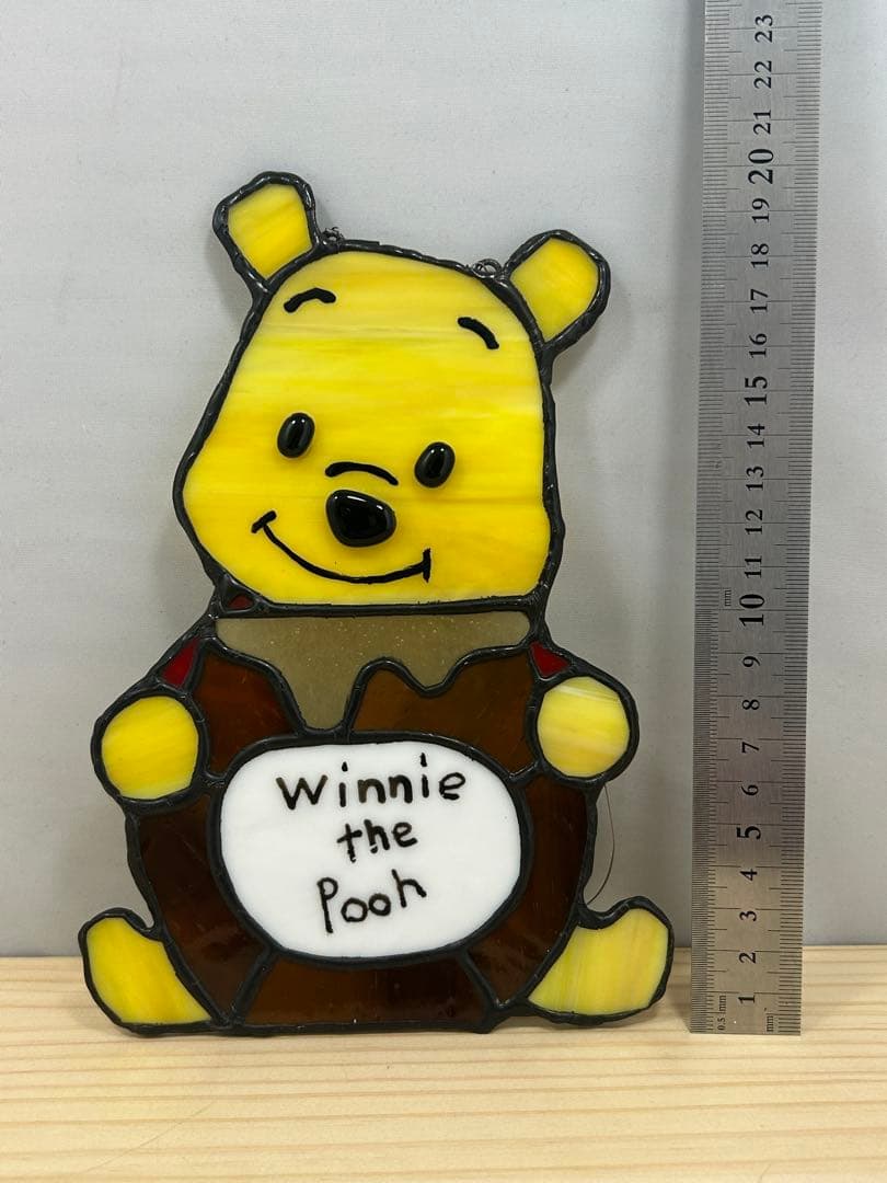 【希少】くまのプーさん ガラス製 ステンドグラス 壁掛け ディズニー レトロ