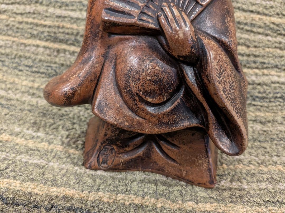 No.21古備前三番叟翁置物A15、天下泰平・五穀豊穣の神様、銘は[友敬]作