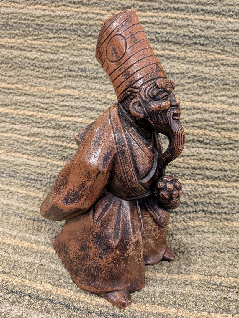 No.21古備前三番叟翁置物A15、天下泰平・五穀豊穣の神様、銘は[友敬]作