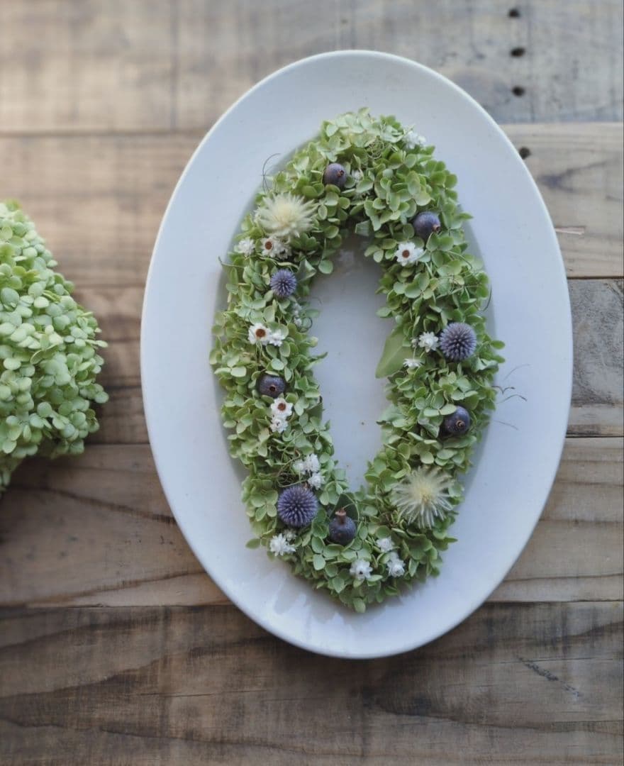 アナベルのオーバルリース　ドライフラワーリース 32cm