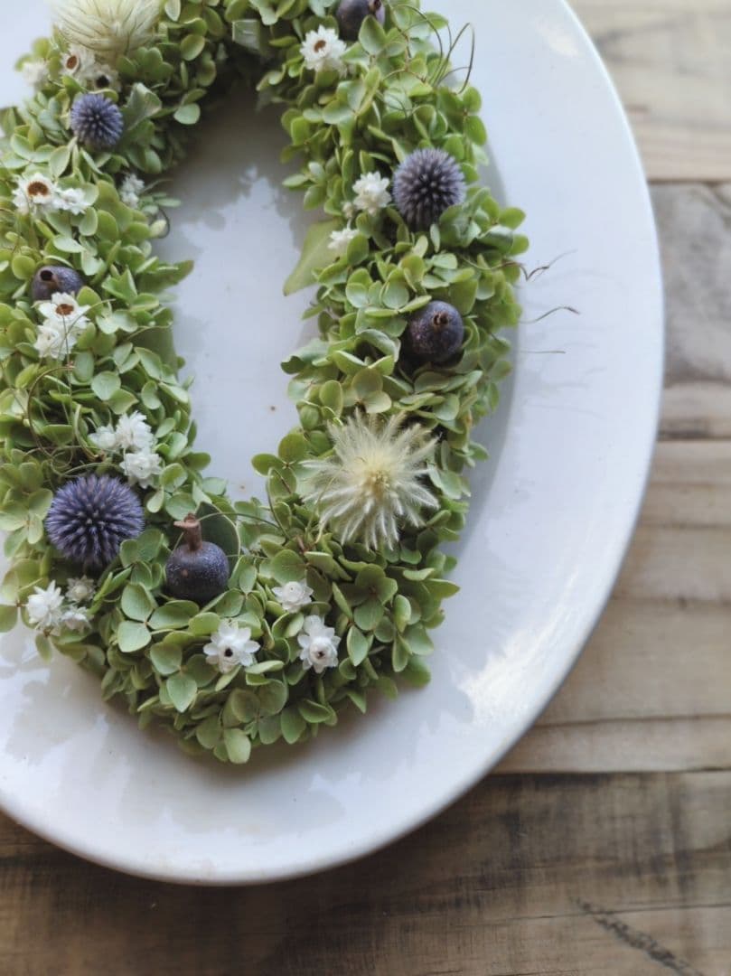 アナベルのオーバルリース　ドライフラワーリース 32cm