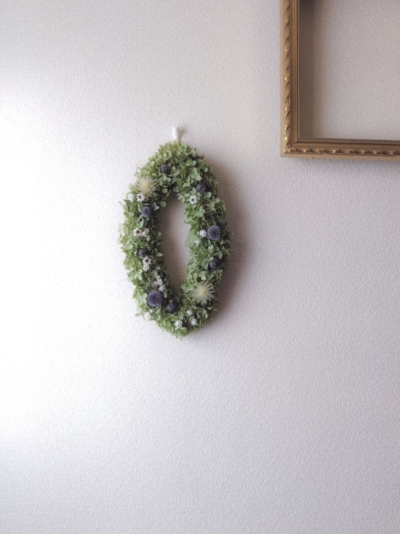 アナベルのオーバルリース　ドライフラワーリース 32cm