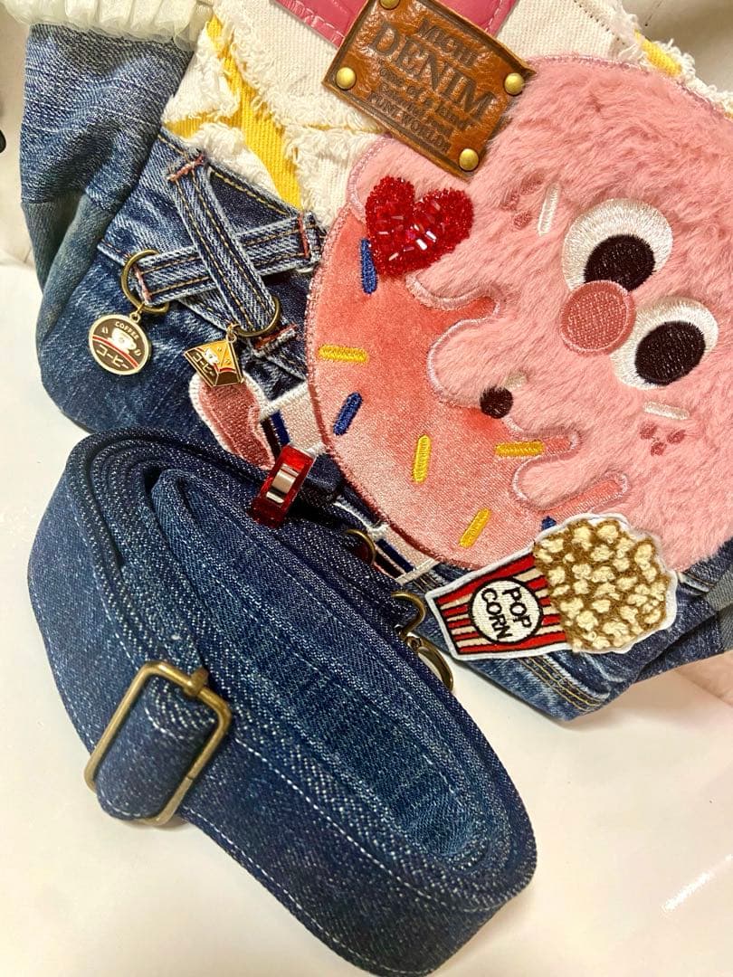 一点物｜デニムリメイク トートS 大人の遊び心「ポップ・ドーナツ君」バッグ