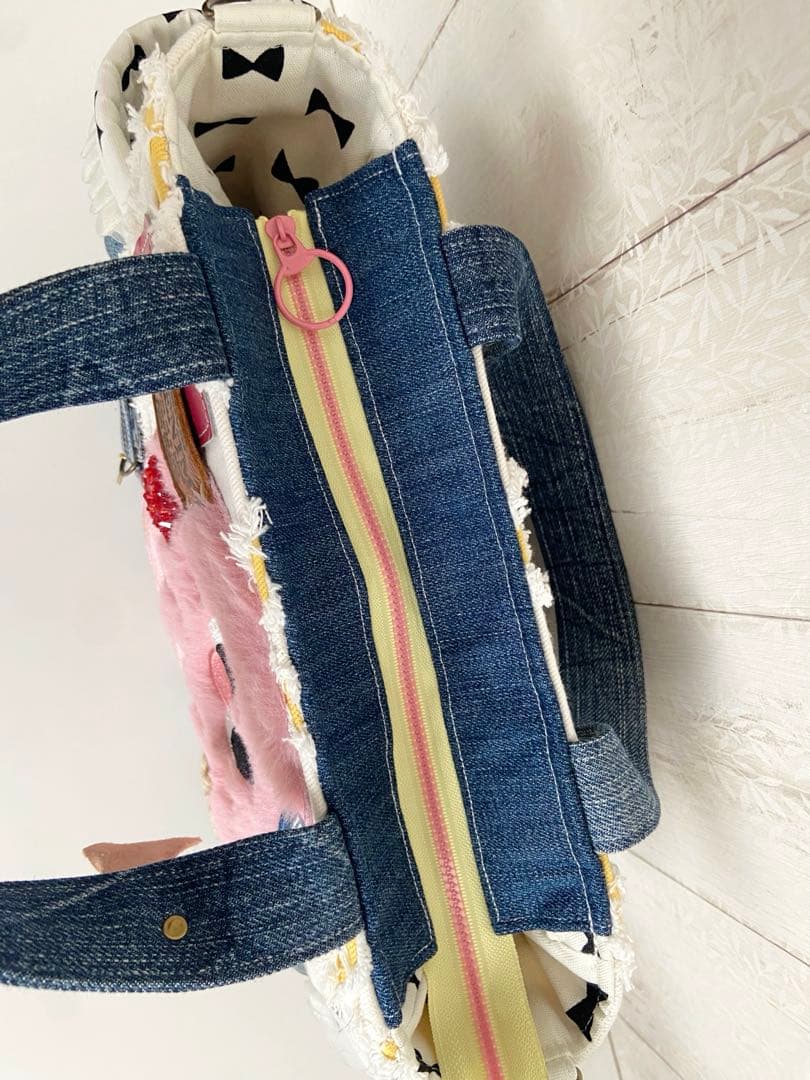 一点物｜デニムリメイク トートS 大人の遊び心「ポップ・ドーナツ君」バッグ