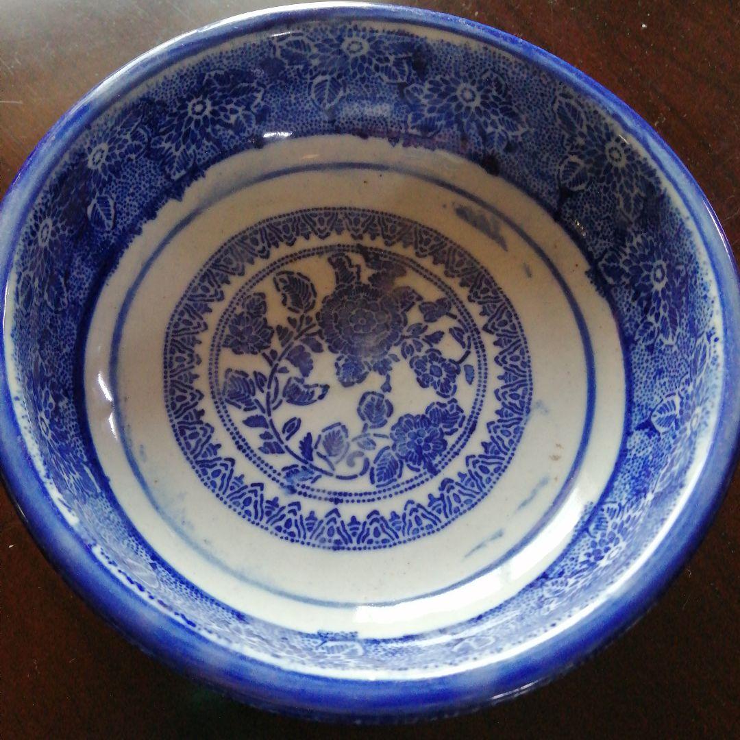 Mizuno　おまとめ2個　古伊万里　染付紙摺印判鉢　2個　18cm　幕末