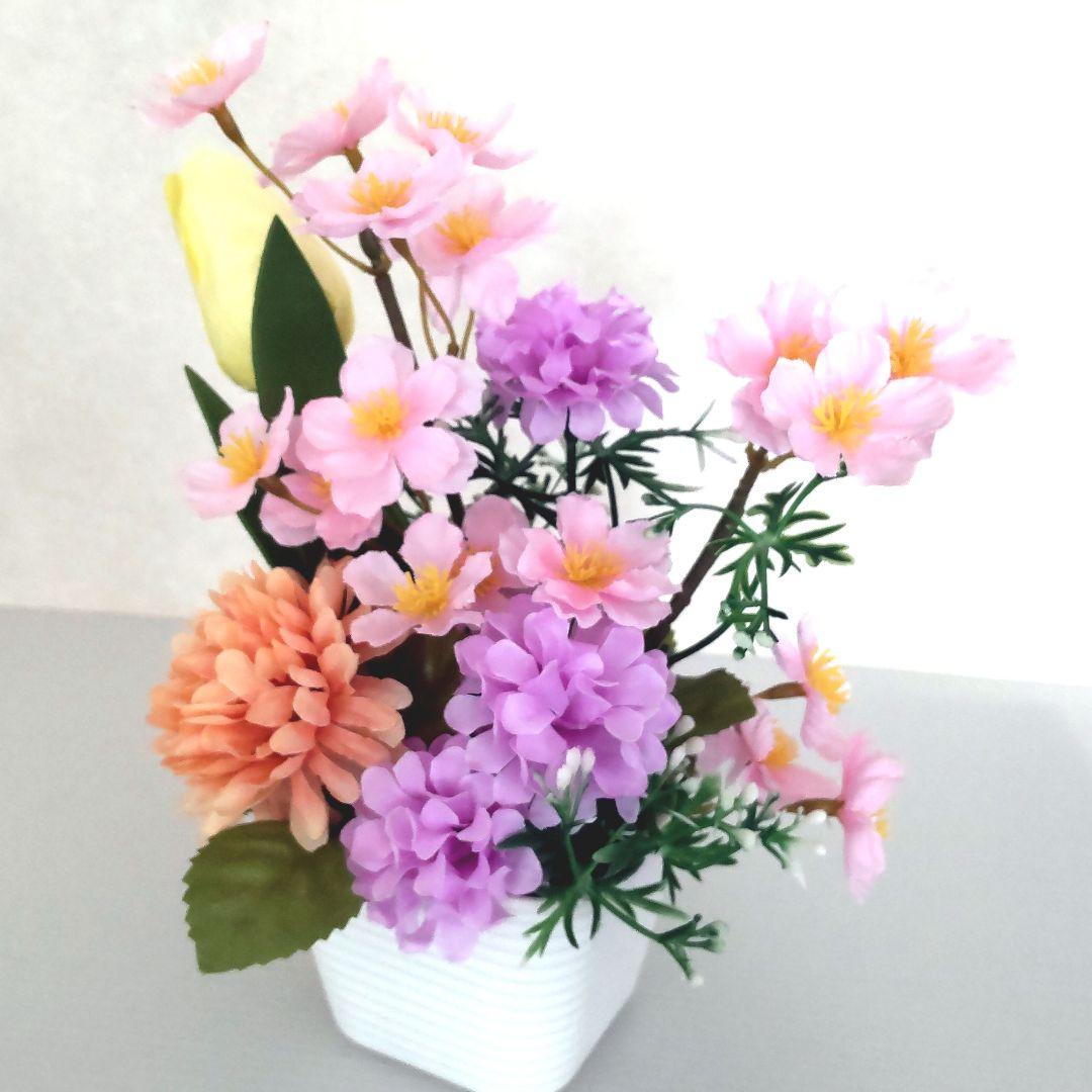❰ 感謝価格です♪❱ 造花アレンジメント♡ 八重桜・チューリップ・マム