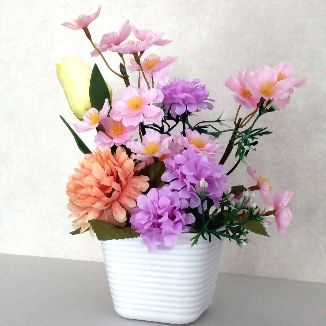 ❰ 感謝価格です♪❱ 造花アレンジメント♡ 八重桜・チューリップ・マム
