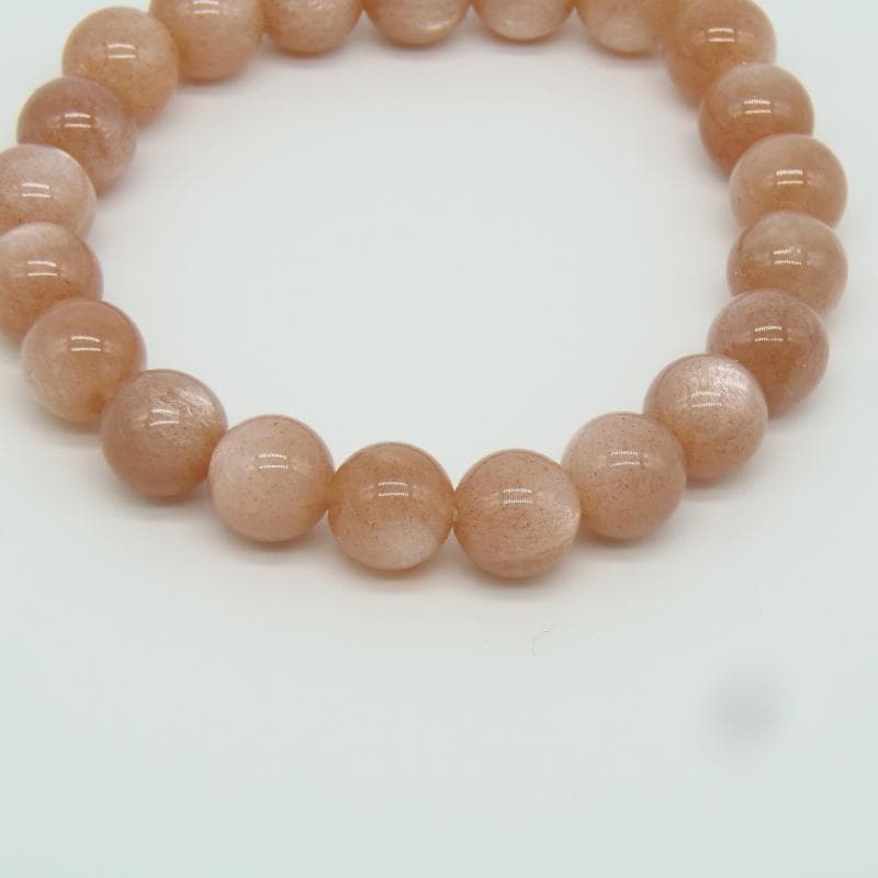 蔵出し特価京都製造高級ブレスレット★ピンクムーンストーン 10mm玉★桐箱付き