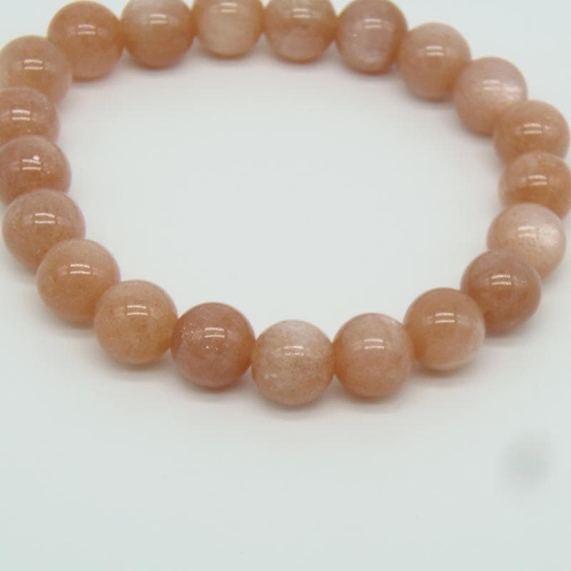 蔵出し特価京都製造高級ブレスレット★ピンクムーンストーン 10mm玉★桐箱付き