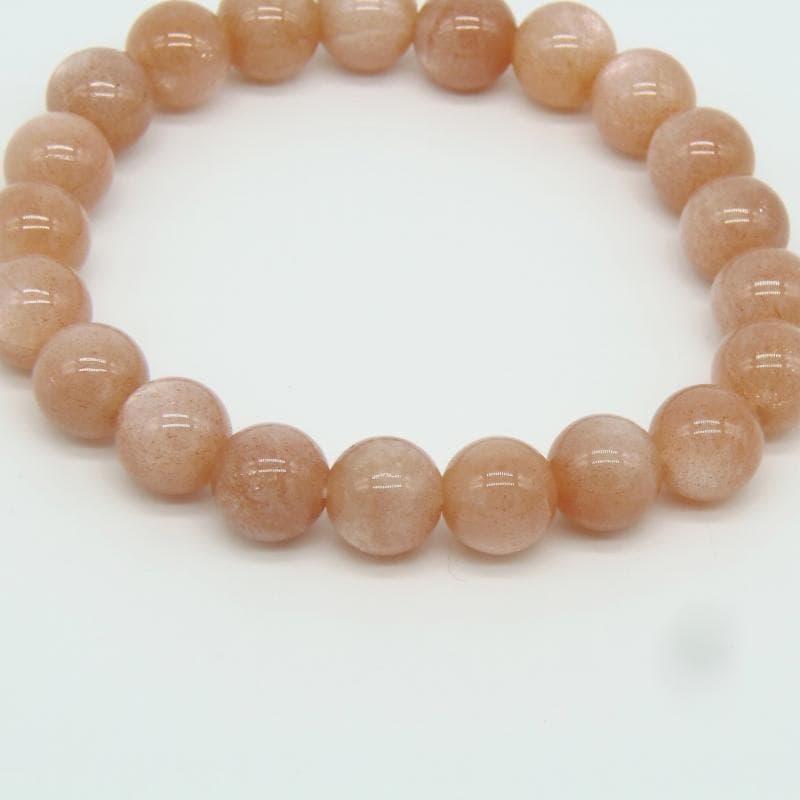 蔵出し特価京都製造高級ブレスレット★ピンクムーンストーン 10mm玉★桐箱付き