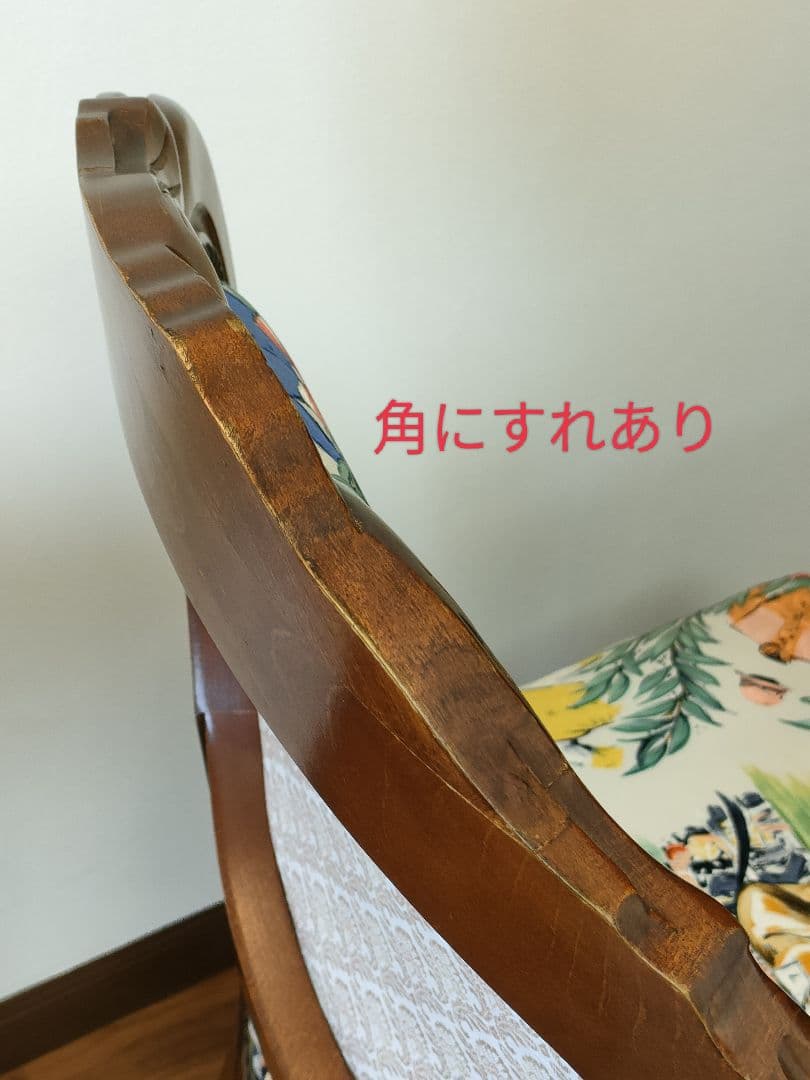 ●ドマン●無垢木のエレガントな椅子●有名ブランドスカーフでリメイク