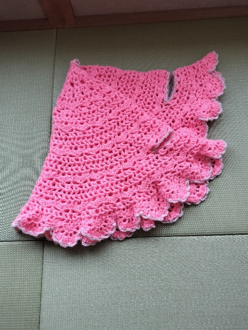 手編み　円形ストール　ひざ掛け、マフラー、ベストにも