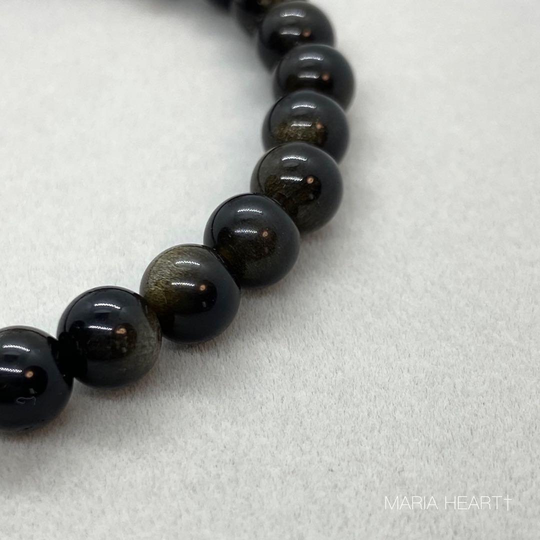 【天然石ブレスレット】邪気祓い 守護 ターコイズ 黒曜石ゴールデンオブシディアン