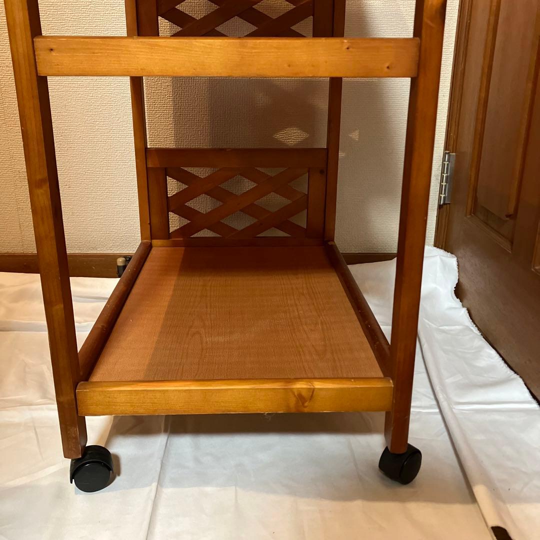 ☆値下げ☆ 木製キッチンワゴン キャスター付き タイル調天板　レトロ