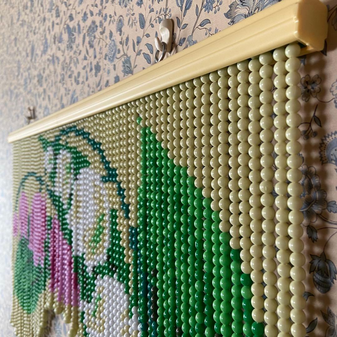 昭和レトロ　ビーズのれん　スズラン　美品　当時物